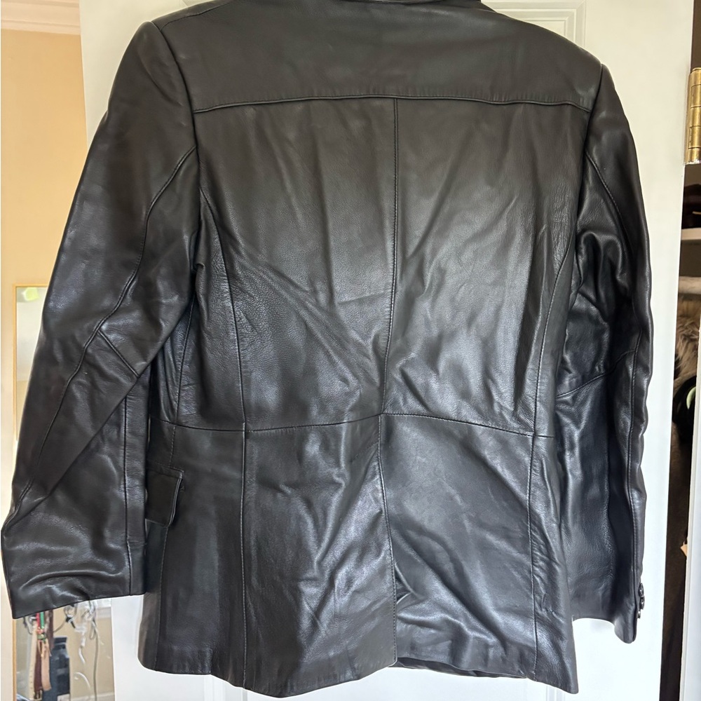 Vintage Black Leather Women's Blazer sz 10 - Picture 6 of 7